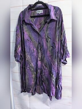 Vintage Rare We Be Bop Dragonfly Silk Screen Artisan Button Front Plus Size 3X